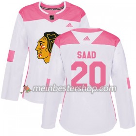 Chicago Blackhawks Brandon Saad 20 Adidas 2017-2018 Weiß Pink Fashion Trikot Authentic - Dame